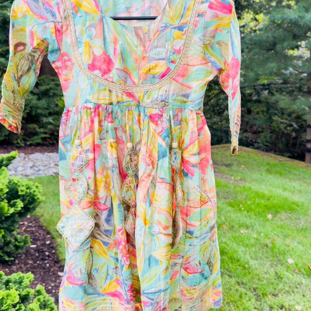 India Boutique Tropical Print Kids Dress